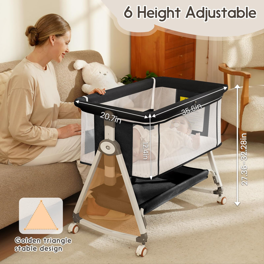 3 in 1 Baby Bassinets Bedside Sleeper with Storage Basket L565056