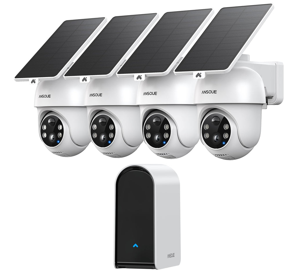 Wireless Outdoor Solar Powered 4-Cam Security Cameras D190594