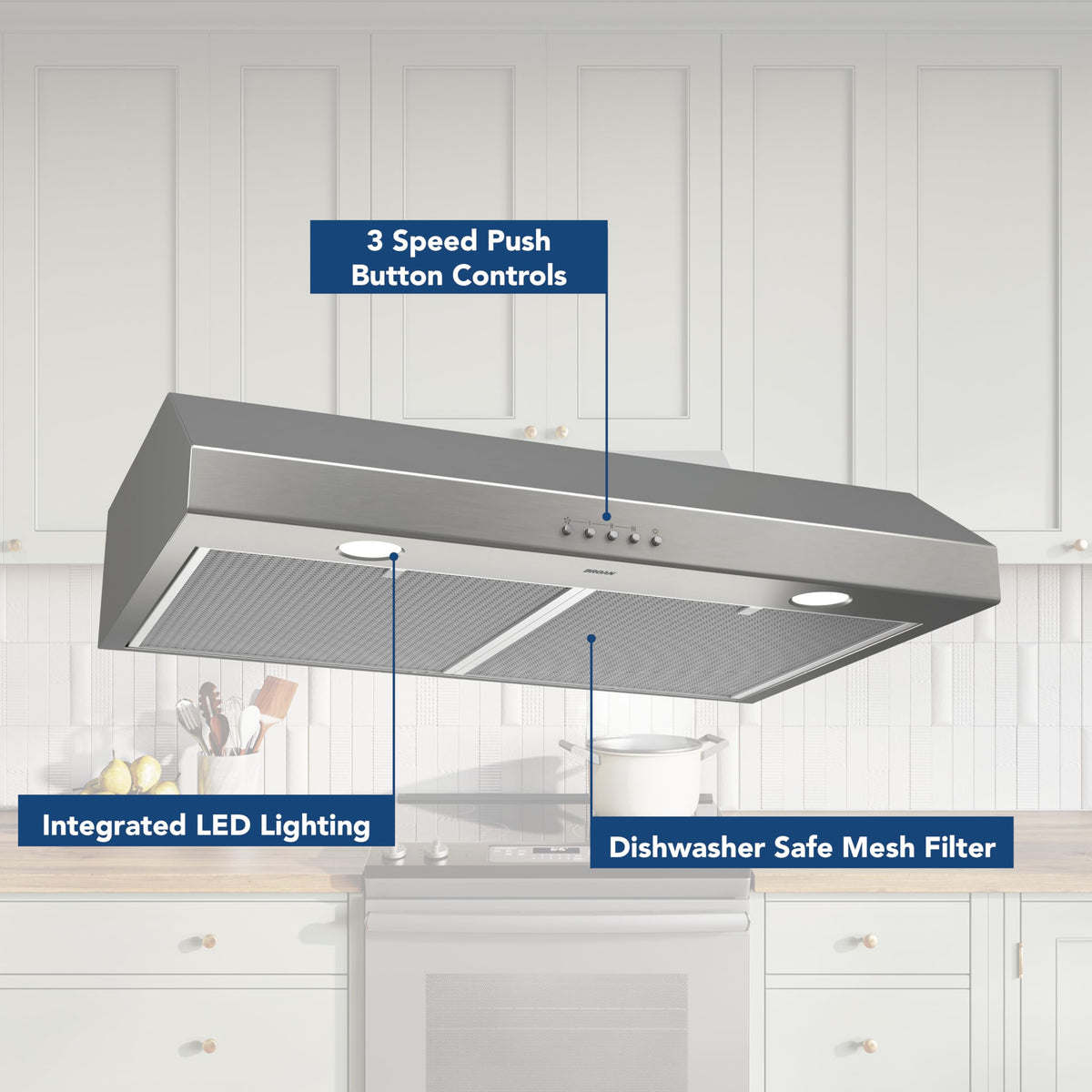30-Inch Stainless Steel Under-Cabinet Range Hood F968