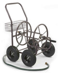 Four Wheel 250 Foot Capacity Steel Frame Water Hose Reel Cart with Basket M8248