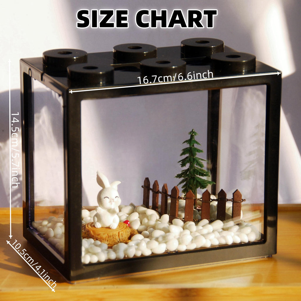 0.6 Gallon Acrylic Stackable Mini Aquarium Tank with Gravel S506454