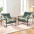 Green Set of 2 Upholstered Accent Chair with Metal Frame K275955