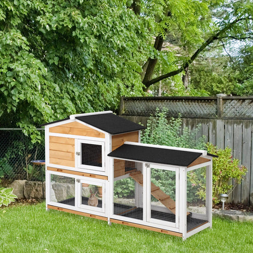 2-Story Wooden Rabbit Hutch with Ramp Q26746