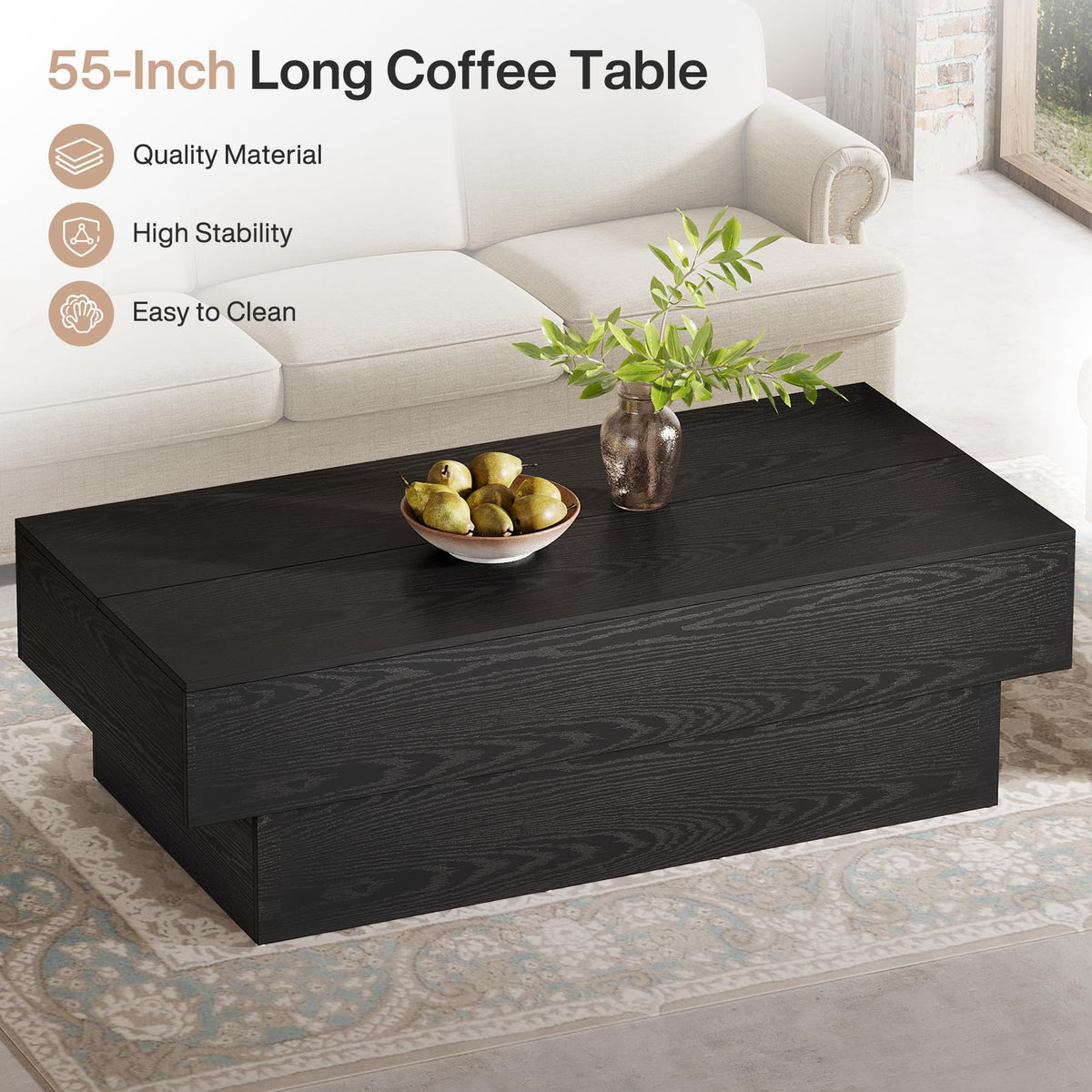 Black Rectangle Coffee Table K238