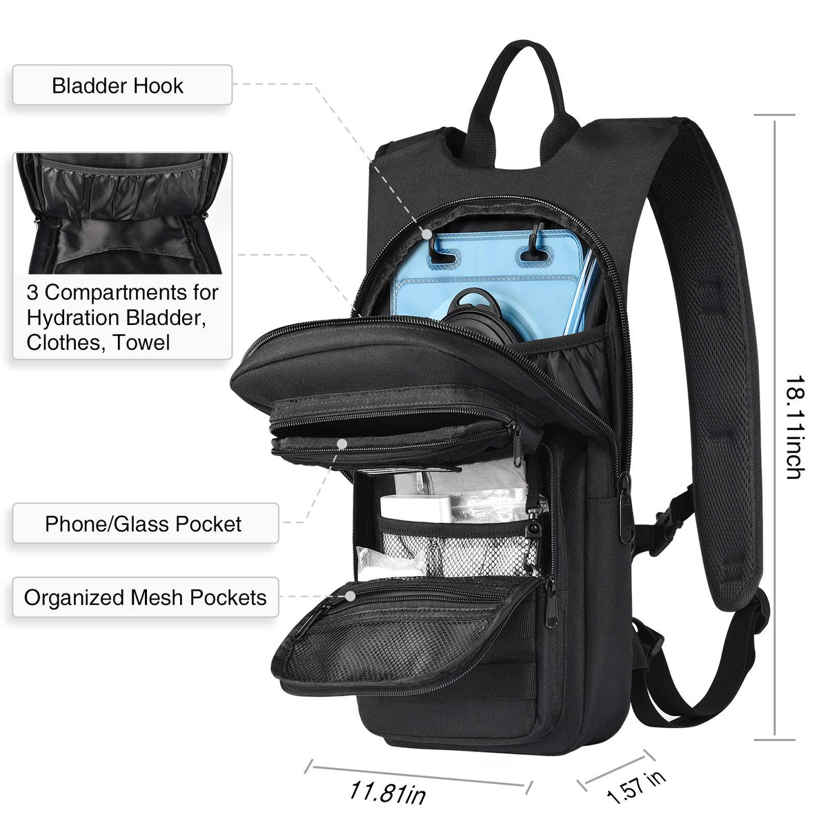 Hydration Backpack with 3L Water Bladder C37220