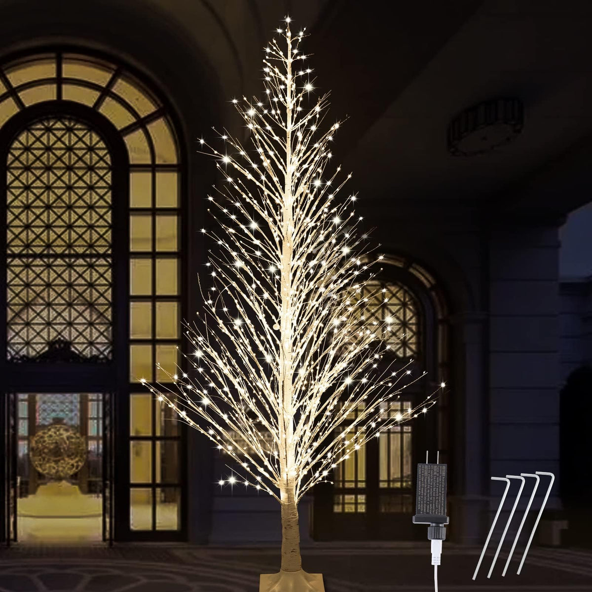 7FT Lighted Birch Tree 1000 LED Warm Lights U272