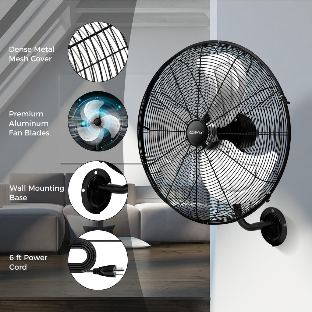 20-inch 3 Speed Metal Wall Mount Fan M66398