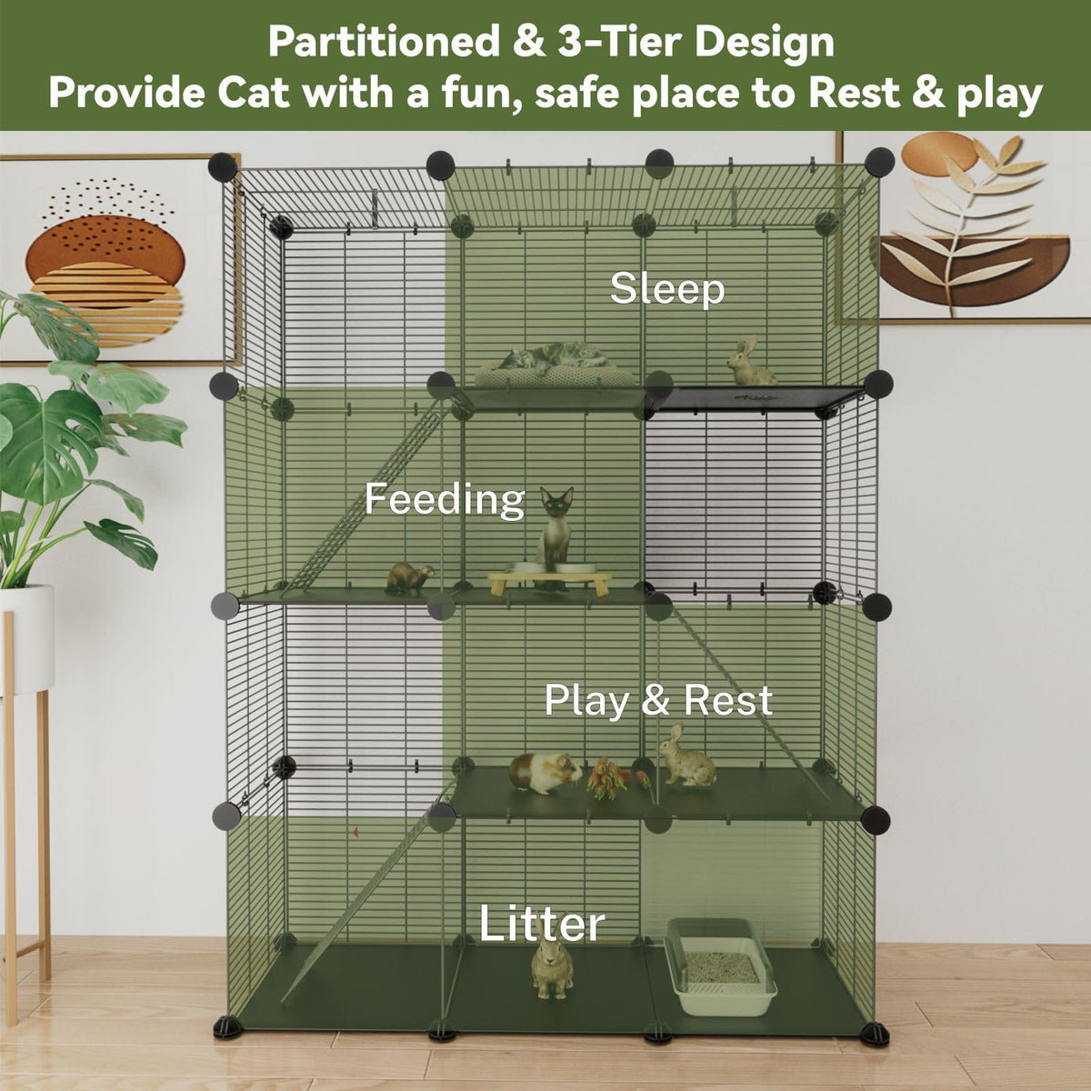 4-Tier Cat Cage Indoor with Anti-Tip Kit Q146452