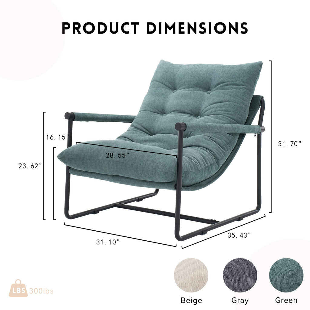 Green Set of 2 Upholstered Accent Chair with Metal Frame K275955