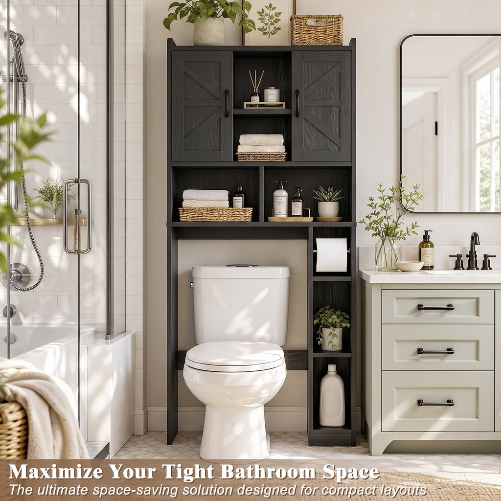Over The Toilet Storage Cabinet with Barn Door U362