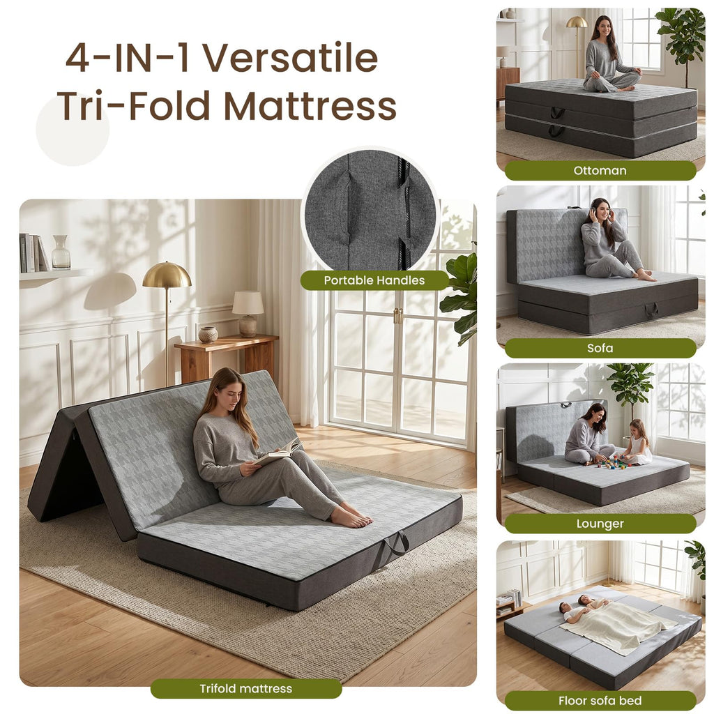 6" Trifold Full Size Memory Foam Mattress X8336