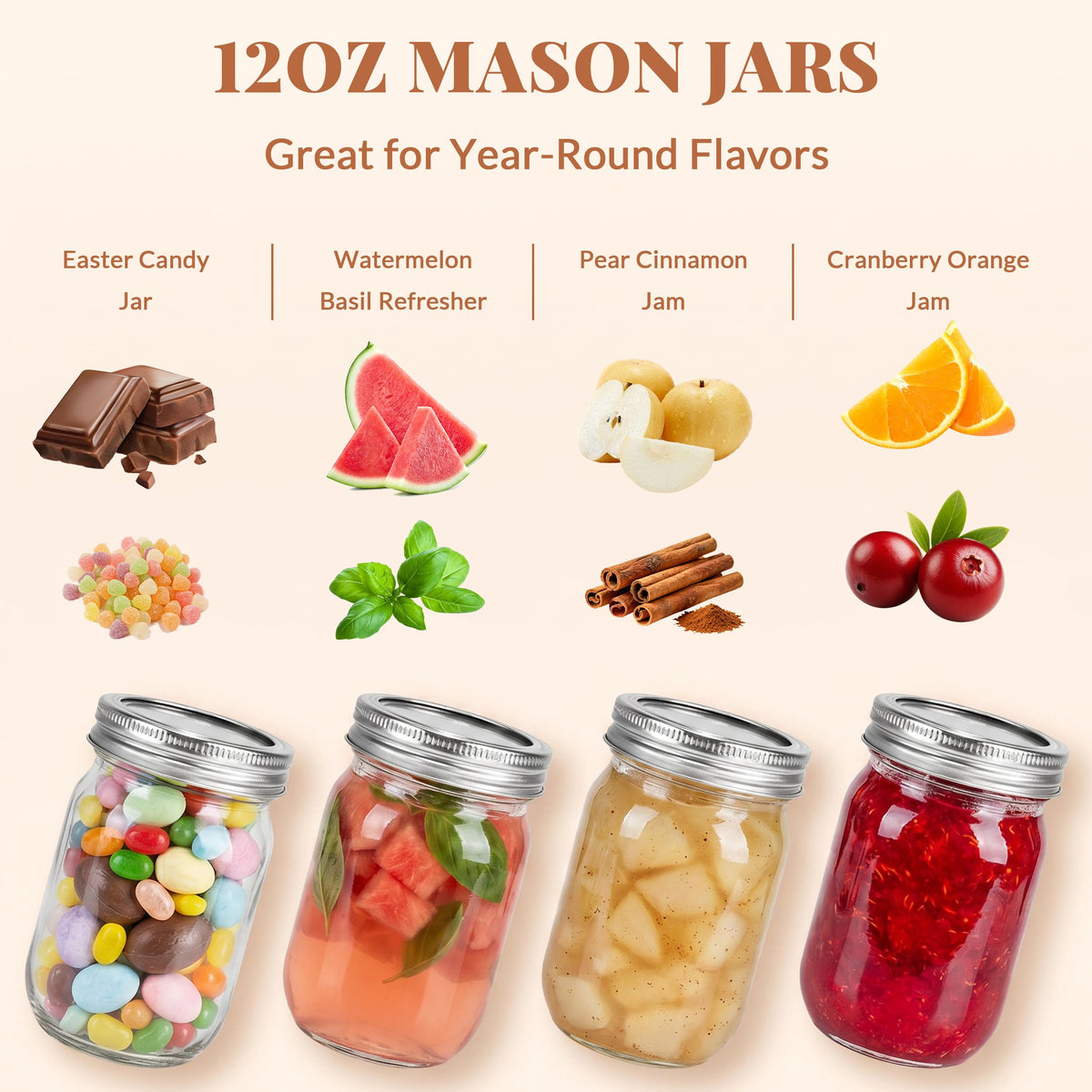 20 Pcs 12oz Glass Mason Jars With Lids S50899