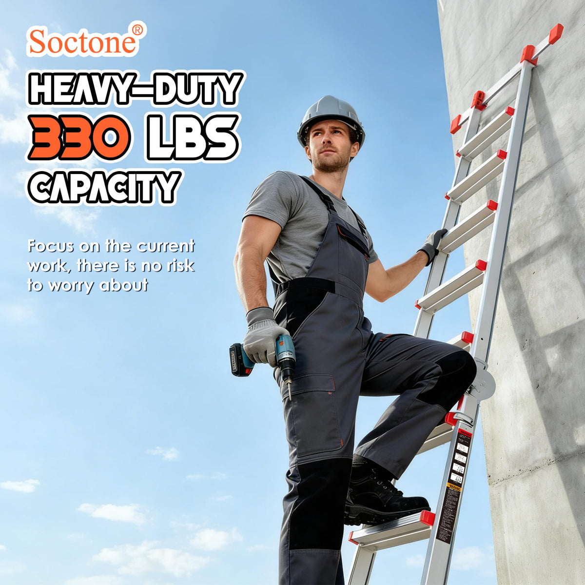 Telescoping Ladder, 22.5 Ft A Frame Anti-Slip Multi Position Z593