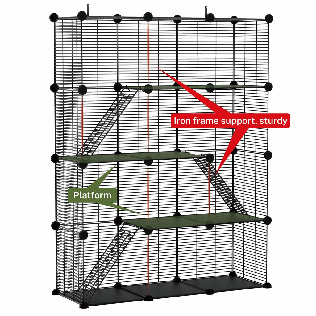4-Tier Cat Cage Indoor with Anti-Tip Kit Q146452