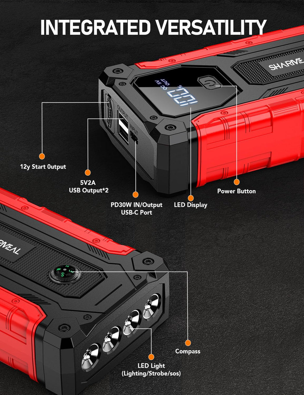 8000A 12V Portable Jump Starter with PD 30W Charger P751