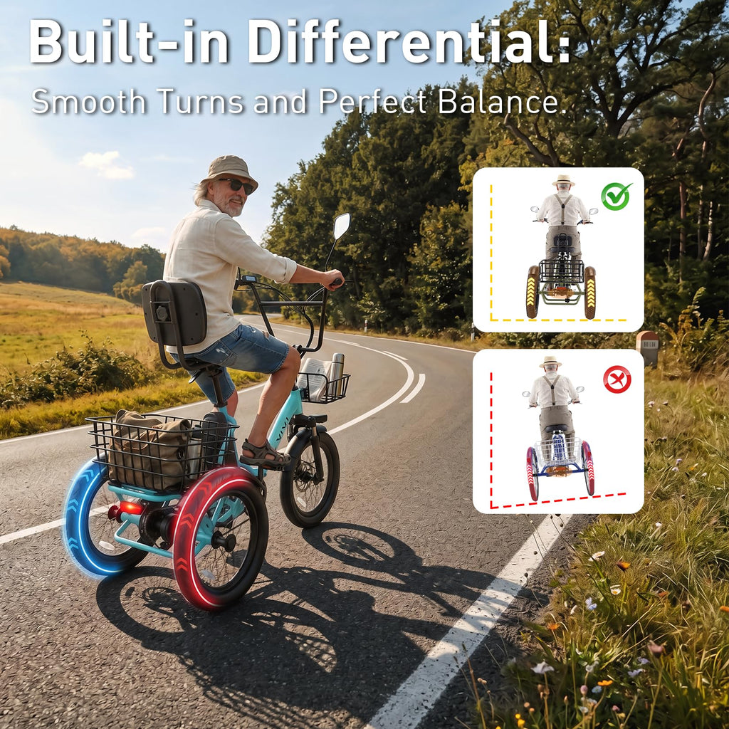 Folding Electric Tricycle 1000W 48V 18" Tire I136067