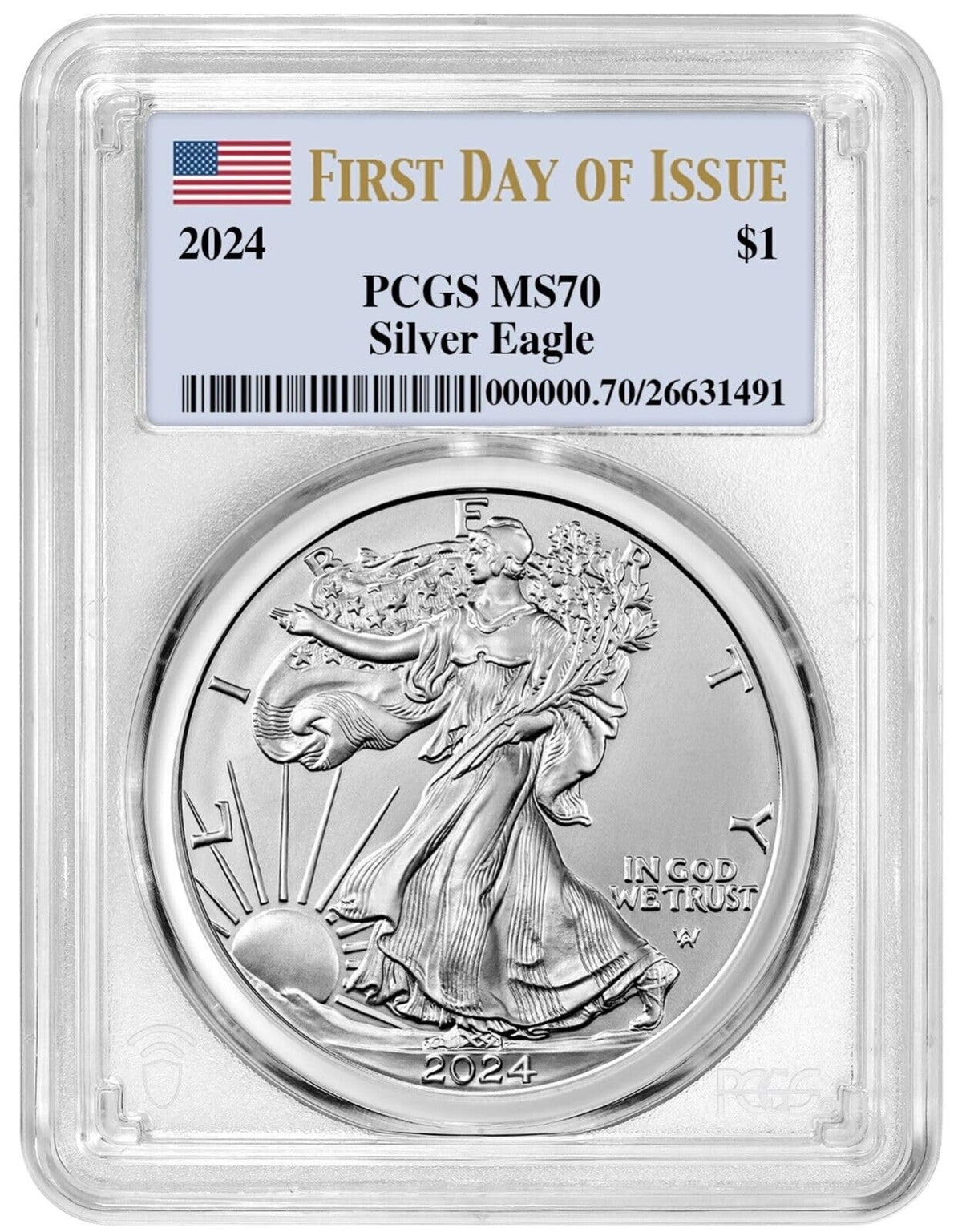 2024 $1 American Silver Eagle PCGS MS70 First Day of Issue E565