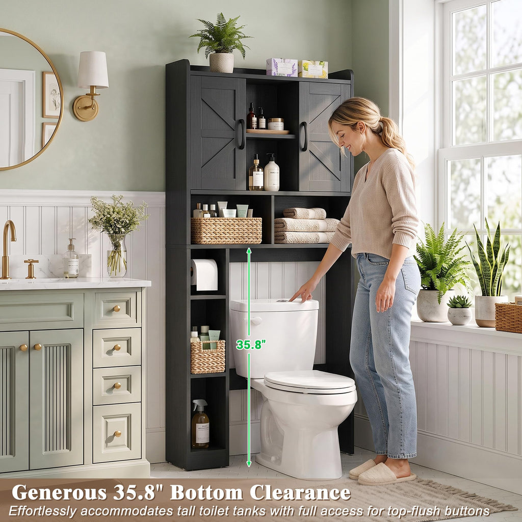 Over The Toilet Storage Cabinet with Barn Door U362