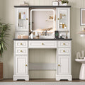 White Makeup Vanity Desk with Mirror and LED Lights K8345