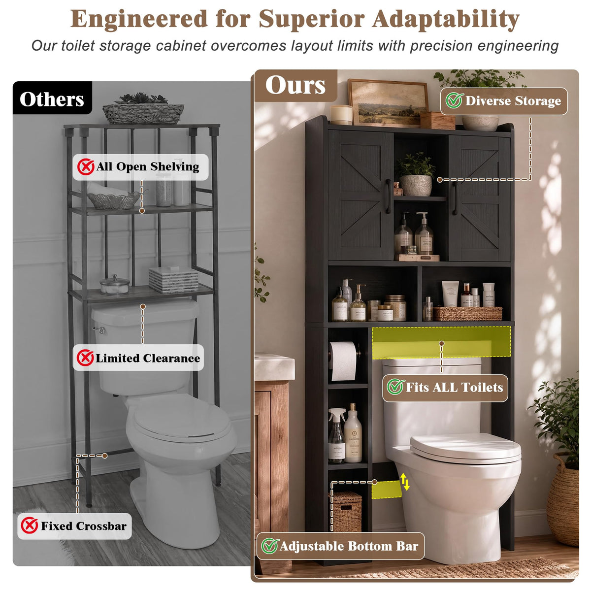 Over The Toilet Storage Cabinet with Barn Door U362