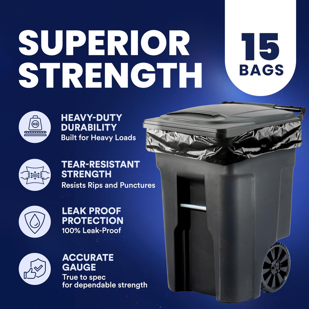 95-96 Gallon Heavy Duty Black Trash Bags P1150