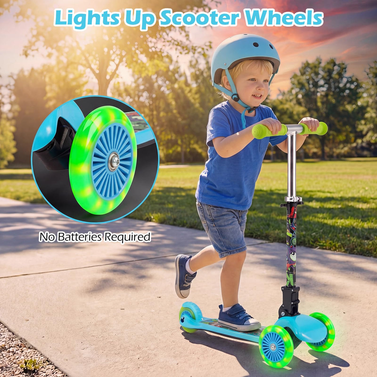 Kids 3-Wheel Kick Scooter with LED Front Wheels P2668