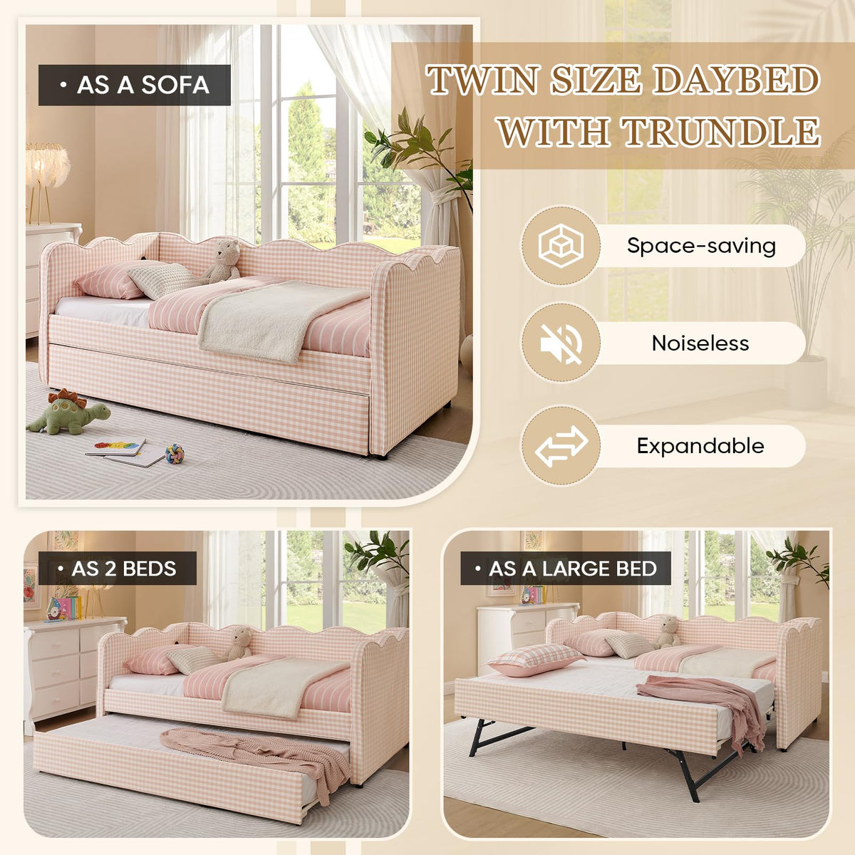 Twin Size Upholstered Daybed with Trundle M520857