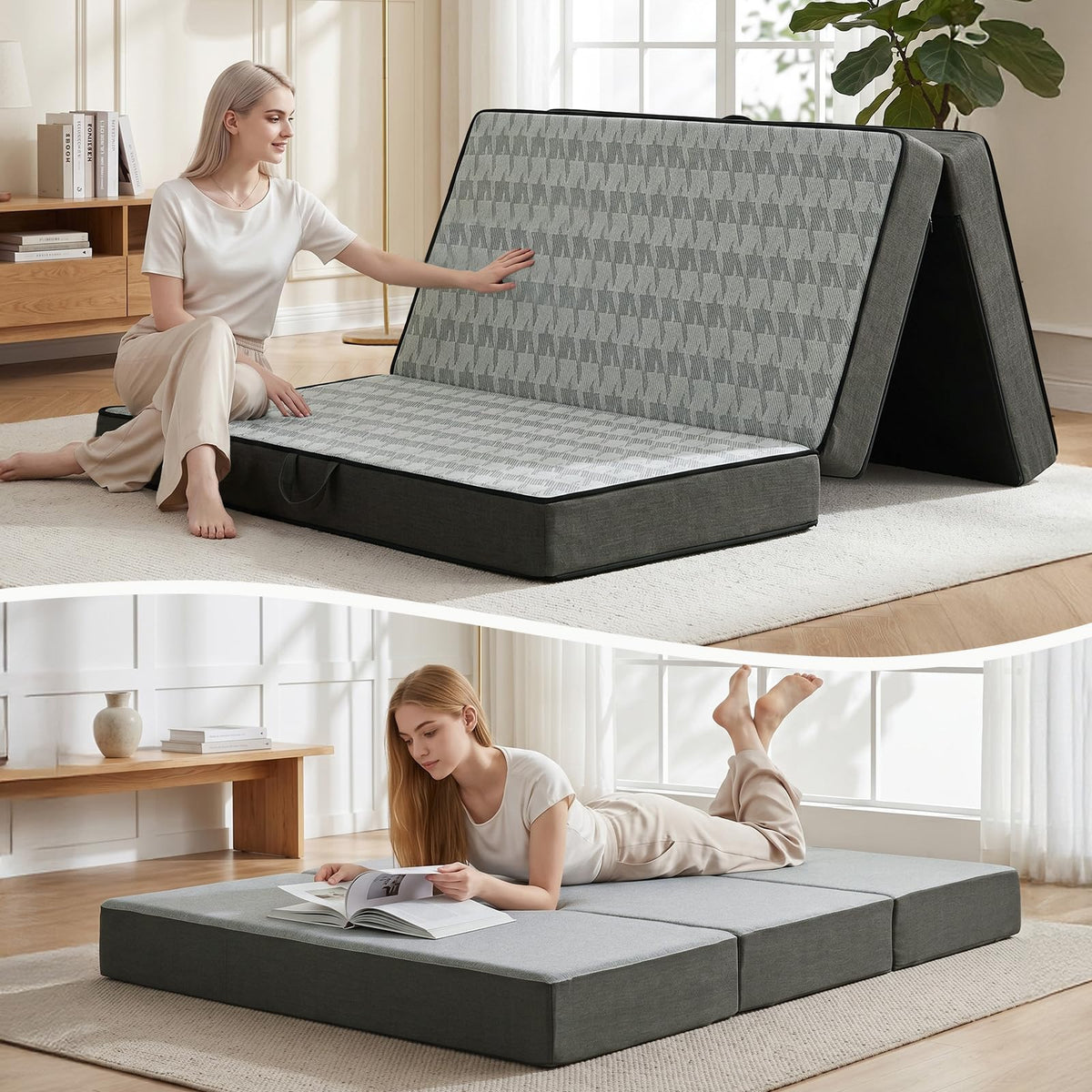 6" Trifold Full Size Memory Foam Mattress X8336