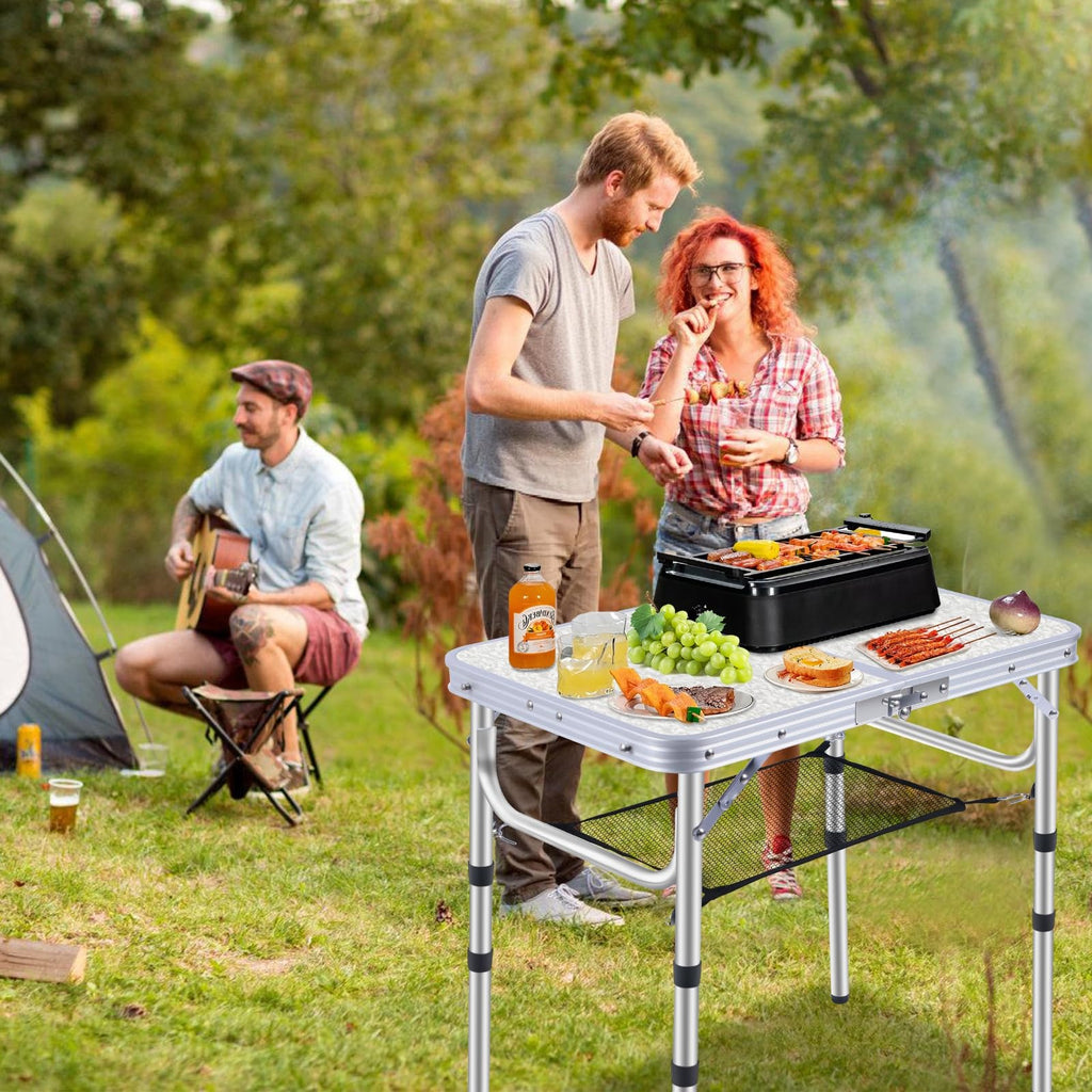 Small Portable Folding Camping Table, 3 Adjustable Height Lightweight Aluminum G295