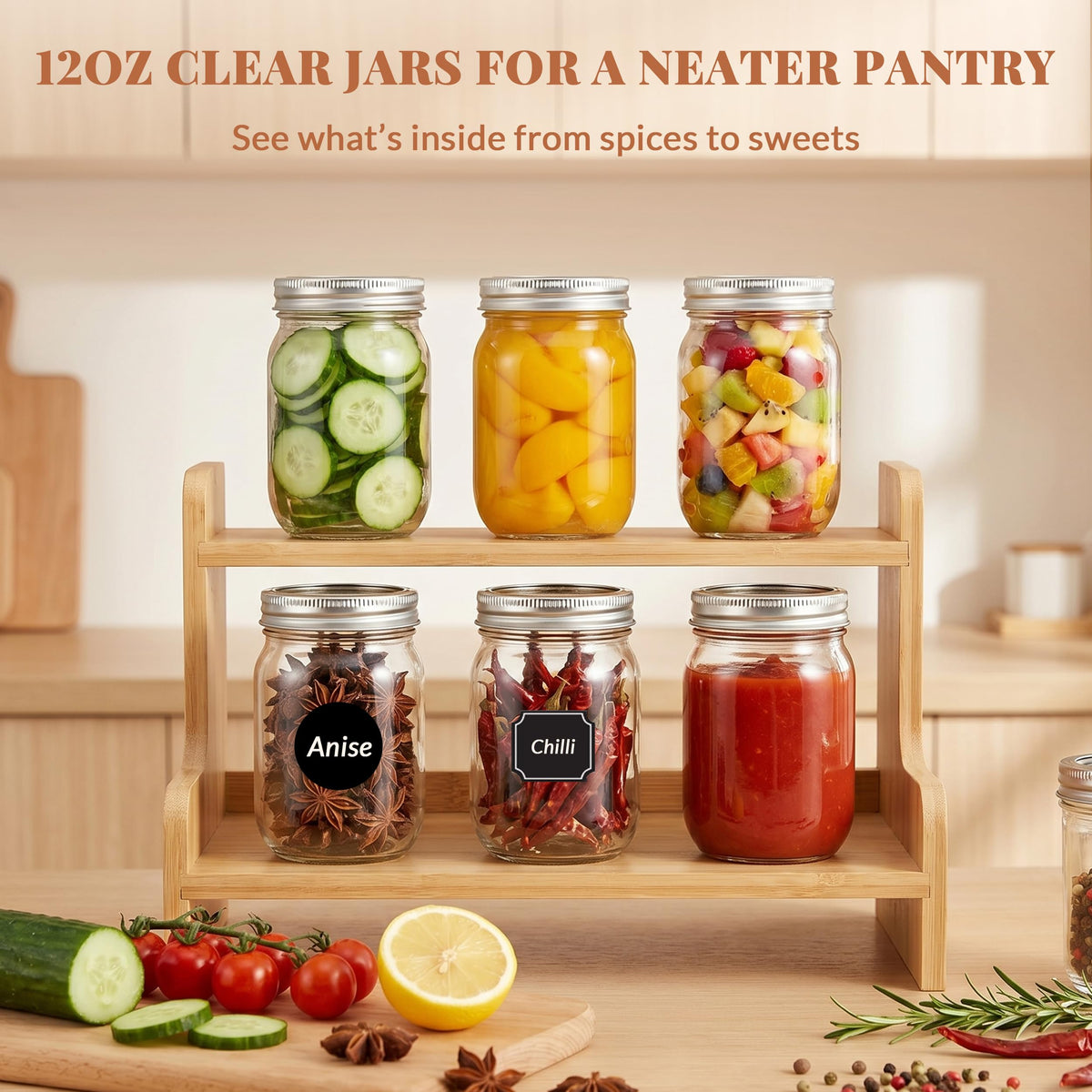 20 Pcs 12oz Glass Mason Jars With Lids S50899