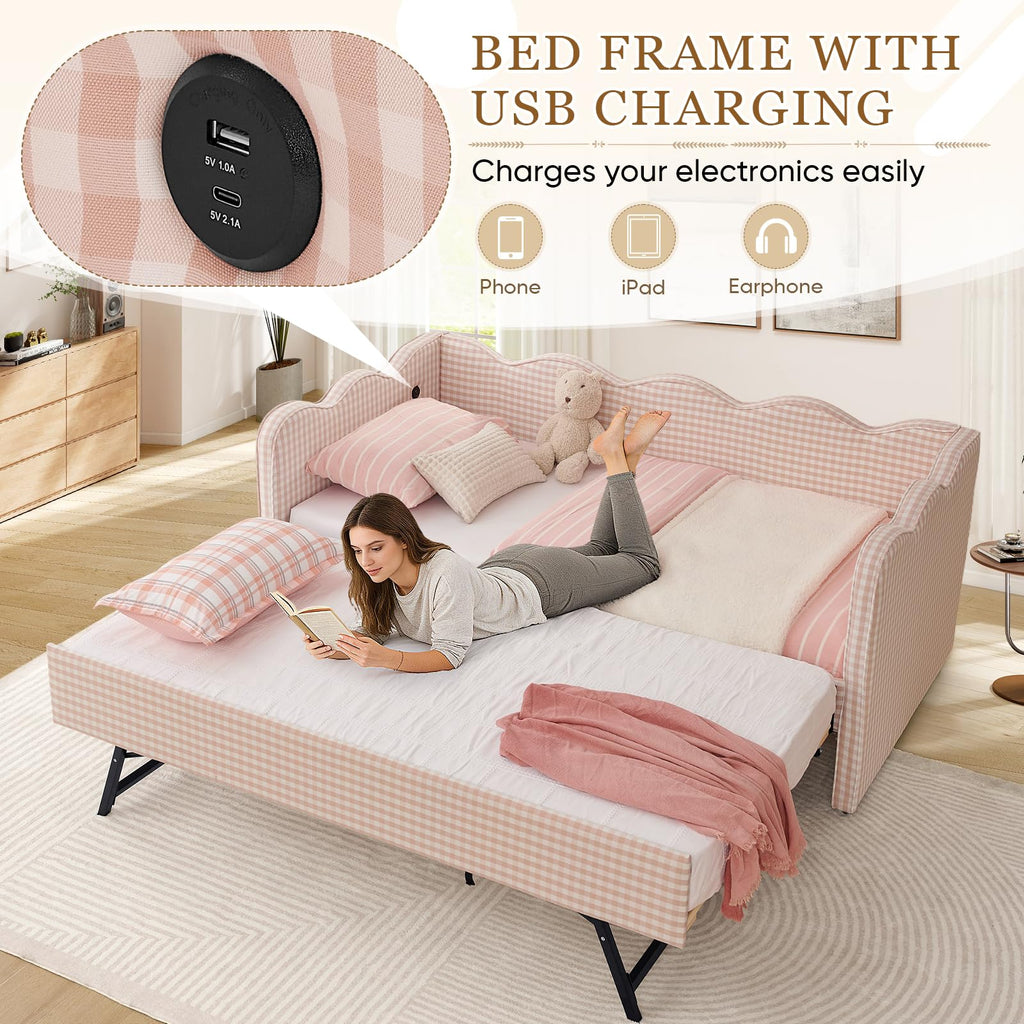 Twin Size Upholstered Daybed with Trundle M520857