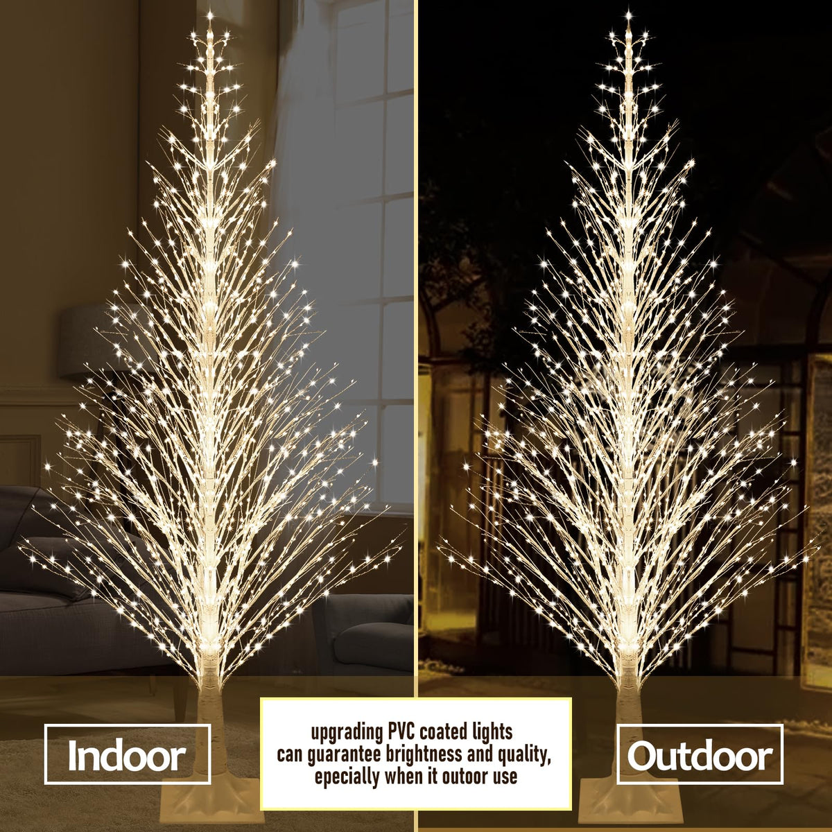 7FT Lighted Birch Tree 1000 LED Warm Lights U272
