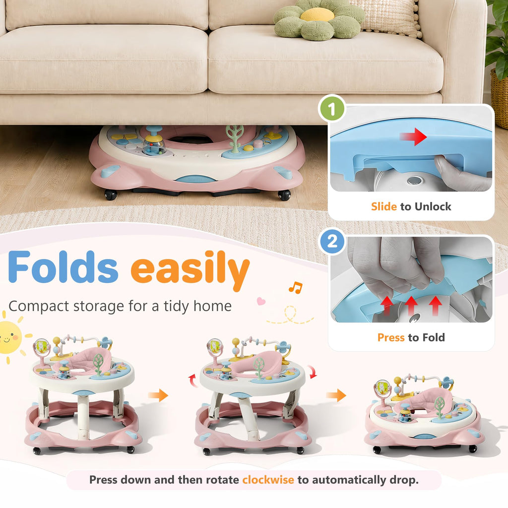 Foldable Baby Walker with Wheels and Rotating Seat O747