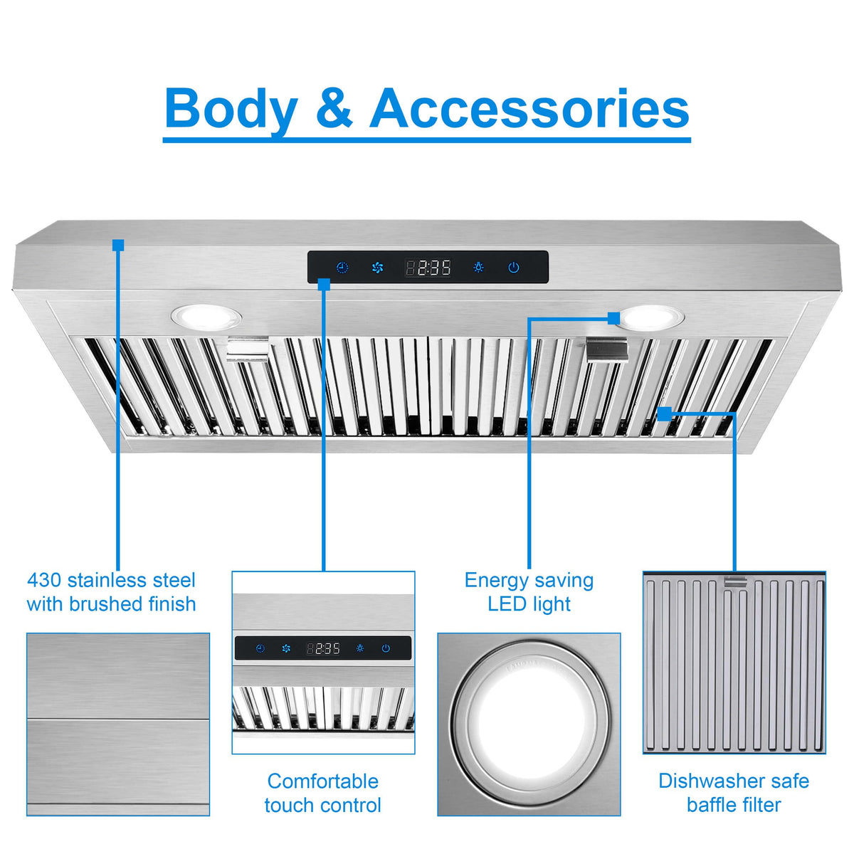 30 Inch Under Cabinet Stainless Steel Range Hood H7734