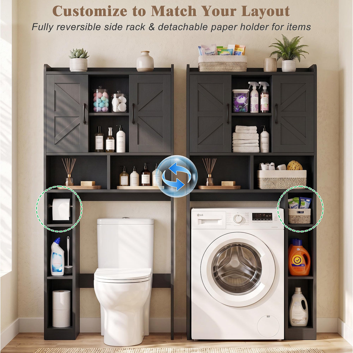 Over The Toilet Storage Cabinet with Barn Door U362