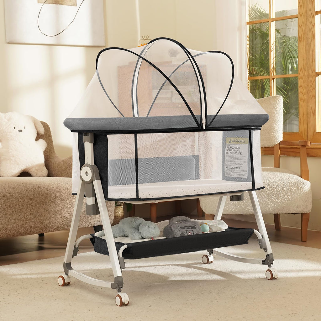 3 in 1 Baby Bassinets Bedside Sleeper with Storage Basket L565056