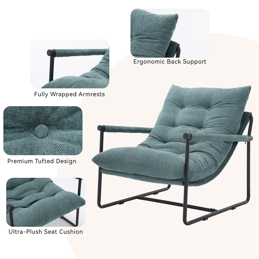 Green Set of 2 Upholstered Accent Chair with Metal Frame K275955
